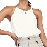 themeisles Women Tank And Camis Ladies Halter Neck Top Summer Sexy O Neck Sleeveless Tops Vest Female OL T-shirts Women Pulovers