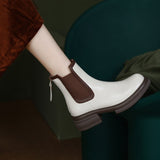 themeisles Autumn Boots   Fall/Winter Shoes Women Split Leather Boots Round Toe Chunky Heel Women Boots Mixed Colors Platform Boots Women botas de mujer