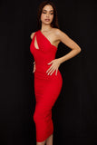 themeisles Summer Midi Mesh Dress Bodycon One Shoulder Eveining Night Party Dresse Cut Out Draped Women Birthday Dress Elegant Stretch