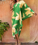 Summer New Fashion Explosion Style Satin One-shoulder Loose Women's Beach Dress Long Skirt Seaside Holiday Skirt Sunscreen