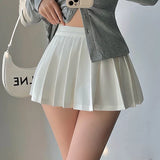 themeisles Pleated Skirt with Shorts Women Sexy High Waist Grey A-line Korean Style Gyaru Mini Tennis Skirt School Girl Summer