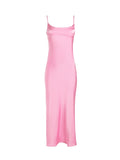 themeisles Pink Camis Satin Long Dresses Elegant Sleeveless Slip Holiday Party Dresses Sexy Casual Backless Summer Dresses Women