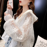 themeisles Basic Jackets Women Lace Hollow Out Elegant Sun-proof Summer Vacation Simple All-match Mujer Loose Leisure Thin Korean Fashion