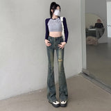 themeisles Micro Flared Pants, Spring And Autumn Pants, High Waisted Jeans, Minimalist New Style, Fashionable Harajuku Women's Trend