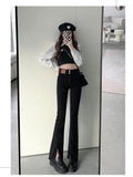 themeisles Split Jeans Women's Spring And Autumn New High-waisted Slim Fit Slim Wide-legged Micro-trumpet Mopping Pants Trendy Ins