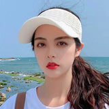 themeisles Fashion Folds Design Women Empty Top Hat Summer Solid Color Large Brim Sunscreen Hat Outdoor Elastic Fabric Sports Sun Cap