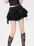 themeisles Gothic Lolita Skirt Women Japanese 2000s Style Y2k Lace Patchwork Bow Sexy Vintage Extreme Mini Skirt Spring Summer