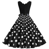 themeisles Womens Retro Summer Dresses Robe Vintage Pinup 1950s 60s Rockabilly Sexy V-Neck Polka Dot Print Party Dress Vestido S-3XL