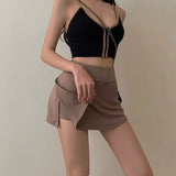 themeisles Tennis Skirt Women High Waist Sexy Girl Tight Bag Hip Short Skirt Summer Sports Culottes split A-line Mini skirt Y2K