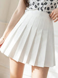 themeisles White Women Pleated Skirts Summer High Waist Zipper Girls Dancing JK Mini Skirts Black Fashion Student A Line Faldas