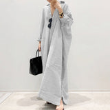 themeisles Summer New Dresses for Woman Fashion Striped Cardigan Loose Large Casual Temperament Commuter Irregular Women's Long Dress Tops