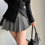 themeisles Pleated Skirt with Shorts Women Sexy High Waist Grey A-line Korean Style Gyaru Mini Tennis Skirt School Girl Summer