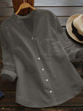 Summer New Women's Tops Cotton and Linen Women's V-neck Long-sleeved Loose-fitting Thin Shirts Tops Are Simple and Comfortable