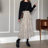 themeisles Vintage Floral Print A-line Pleated Long Skirts Summer Women Korean Skirt Streetwear Drawstring Elastic Waist Midi Skirt