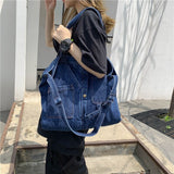 themeisles  Denim Shoulder Bags for Women Casual Jeans Handbags Designer Large Shopping Bags Fashion Tote