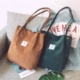 themeisles  Fashion Outdoor Leisure Shopping Bag Shoulder Bags Women New Corduroy Canvas Bag Girl Travel Party Organizer with Button Handbag