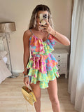 themeisles Summer Floral Print Dress Women Party Dress New Arrival Elegant Ruffle Dress Mini Slip Dress Backless Sexy Club Beach Dress