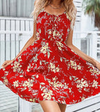 themeisles Sexy Floral Print Short Dress Women Summer Fashion Black Backless Beach Sundress Casual Sleeveless Lace-up New In Dresses