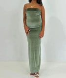 themeisles Fashion Velvet Sleeveless Strapless Bodycon Maxi Dress Party Club Women  Summer Elegant Backless Evening Long Dresses