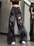 themeisles Niche Design Jeans, High Street Heavy Industry Wide Leg Pants, High-end Floor Length Pants, Trendy Brand Women's Jeans