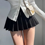 themeisles Pleated Skirt with Shorts Women Sexy High Waist Grey A-line Korean Style Gyaru Mini Tennis Skirt School Girl Summer