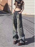 themeisles Perforated Jeans, Summer Loose Straight Leg Wide Leg Pants, Niche Stitching, Old Beggar Pants, Women's Jeans