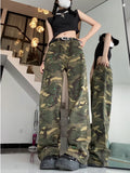 themeisles Loose Splashed Ink Speaker Camouflage Pants Trendy Hip-hop Vintage Versatile Work Clothes Pants Wide Leg Pants Women's Jeans