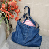 themeisles  Denim Shoulder Bags for Women Casual Jeans Handbags Designer Large Shopping Bags Fashion Tote