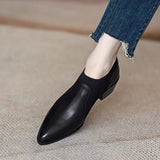 themeisles Autumn New Soft Work Shoes,Women Mid Heels,Stretch,Pointed Toe,Slip On British Style