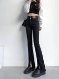 themeisles Split Jeans Women's Spring And Autumn New High-waisted Slim Fit Slim Wide-legged Micro-trumpet Mopping Pants Trendy Ins