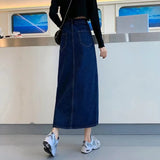 themeisles Denim Skirt   Woman Jeans Skirt Wide Leg Denim Clothing Blue Jeans Vintage Quality  Fashion Straight Pants