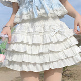 Japanese Style Kawaii Lolita Mini Skirt Women Gothic High Waist Ruffle Tiered Skirts Sweet Girly Summer Harajuku Y2k Short Skirt