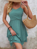 themeisles Sexy Short Dresses For Women Summer Casual Slim Backless Holiday Beach Sundress Fashion Green V Neck A-line New In Dresses