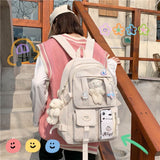 BACK TO SCHOOL  High School Girls Backpack Waterproof Multi Pockets For Teenage Harajuku Kawaii Black Women Cute Mochila SchoolBags