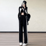 themeisles  New Spring and Autumn Zipper Jacket High Waist Wide Leg Pants Two-piece Fashion Casual Loose Long-sleeved Sports Suit Women