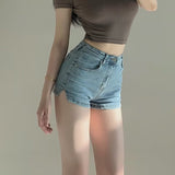 themeisles Leisure, Lazy, Popular Temperament, Fashion Trend, New Summer Hong Kong Style Jeans, Shorts, And Handsome Women