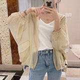 themeisles Jackets Women Batwing Sleeve Soft Fashion Summer All-match Simple Solid Elegant Creativity Sun-proof Ladies Korean Style Retro