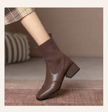 themeisles Autumn Winter New Ankle Socks Shoes Women Fashion Large Size  Knitted Short Boots Women Slip On High Heels