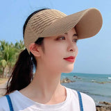 themeisles Fashion Folds Design Women Empty Top Hat Summer Solid Color Large Brim Sunscreen Hat Outdoor Elastic Fabric Sports Sun Cap