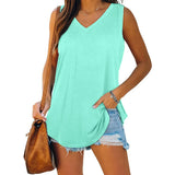 themeisles Womens Tank Tops V Neck Basic Solid Color Casual Flowy Summer Sleeveless