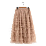 themeisles Plus Size Women's Clothing Skirt Elastic Waist Mesh Skirt Calf And Calf Cake Skirt Summer Thin Double Layer Umbrella Skirt 4XL