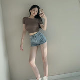 themeisles Leisure, Lazy, Popular Temperament, Fashion Trend, New Summer Hong Kong Style Jeans, Shorts, And Handsome Women