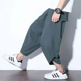 themeisles 5XL Baggy Cotton Harem Pants Men Summer Print Japanese Vintage Solid Men Women Hip Hop Plus Size Wide Leg Pants Pantalon