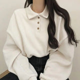 themeisles Spring Summer Autumn Korean Casual Polo T-Shirt Female Pullover Fashion Women Blouse Simple Preppy Style Student Loose Soft