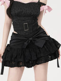 themeisles Gothic Lolita Skirt Women Japanese 2000s Style Y2k Lace Patchwork Bow Sexy Vintage Extreme Mini Skirt Spring Summer