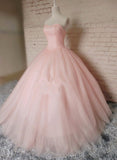 tmallworld Pink Tulle with Beaded Lovely Formal Gown, Charming Pink Sweet 16 Gowns, Evening Gowns