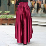 themeisles Women High Low Skirt with Belt, Burgundy Skirt, Women Skirts