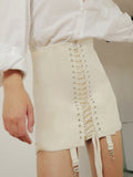 themeisles Gothic Y2K Vintage Mini Skirt Women Punk Patchwork Summer High Waist Skirt Bodycon Eyelet Lace Up Aesthetic Sexy Skirts