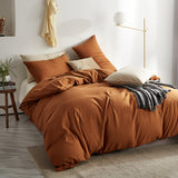 One Solid Color Burnt Orange Duvet Cover Set - Luxurious Soft Microfiber Comforter Covers with Convenient Zipper Closure and Stylish Modern Minimalist Design - Warm Rust Terracotta Caramel Pumpkin Hue, Suitable for Both Women and Men, Perfect for Couples