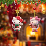 6pcs Sanrio Hello Kitty & Kuromi Acrylic Christmas Ornaments Set - Perfect for Tree Decoration, New Year & Holiday Celebrations